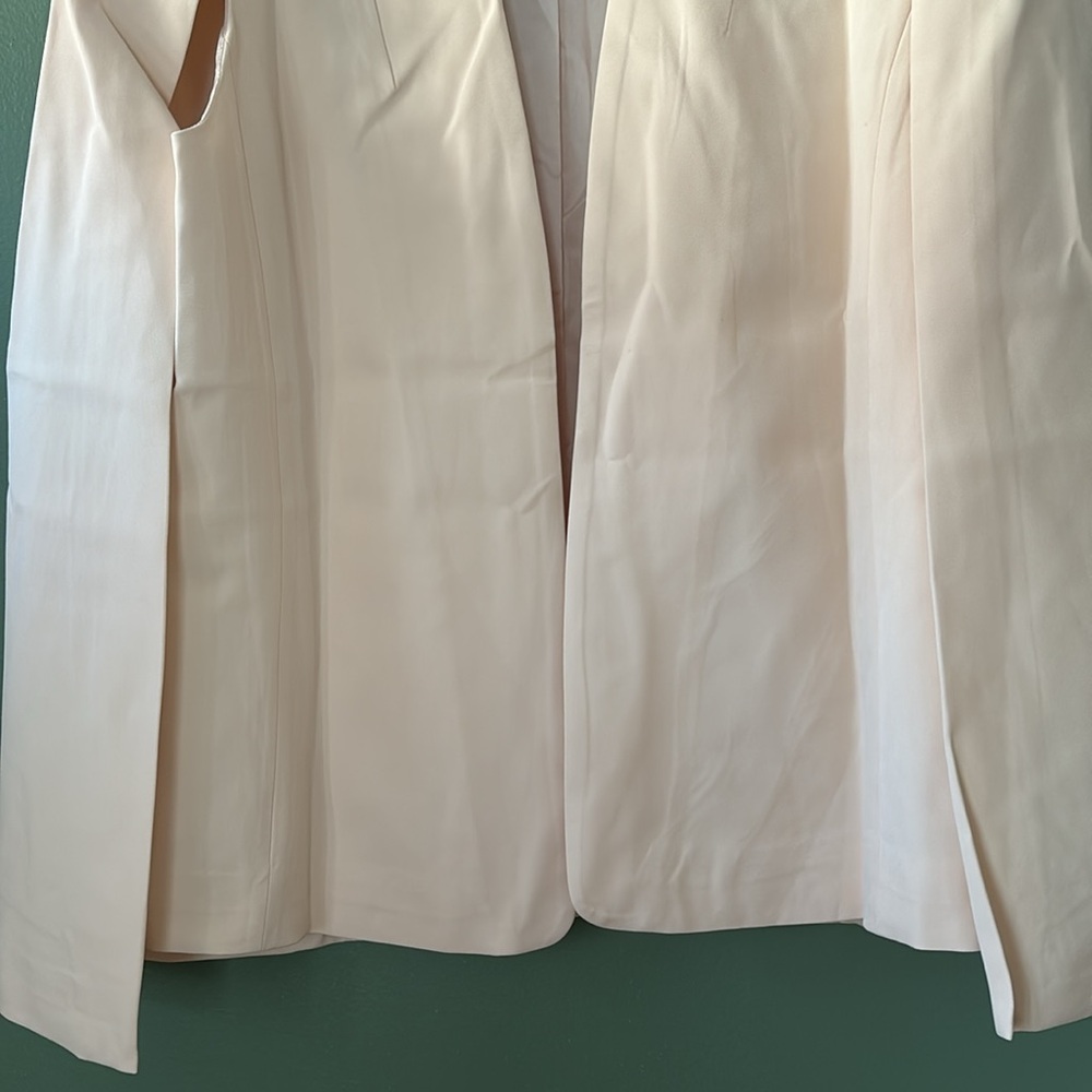 Womens Sz L blush pink open front cape blazer top